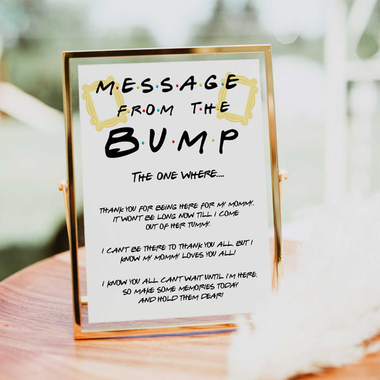 Message from the bump, baby message, Printable baby shower games, friends fun baby games, baby shower games, fun baby shower ideas, top baby shower ideas, friends baby shower, friends baby shower ideas