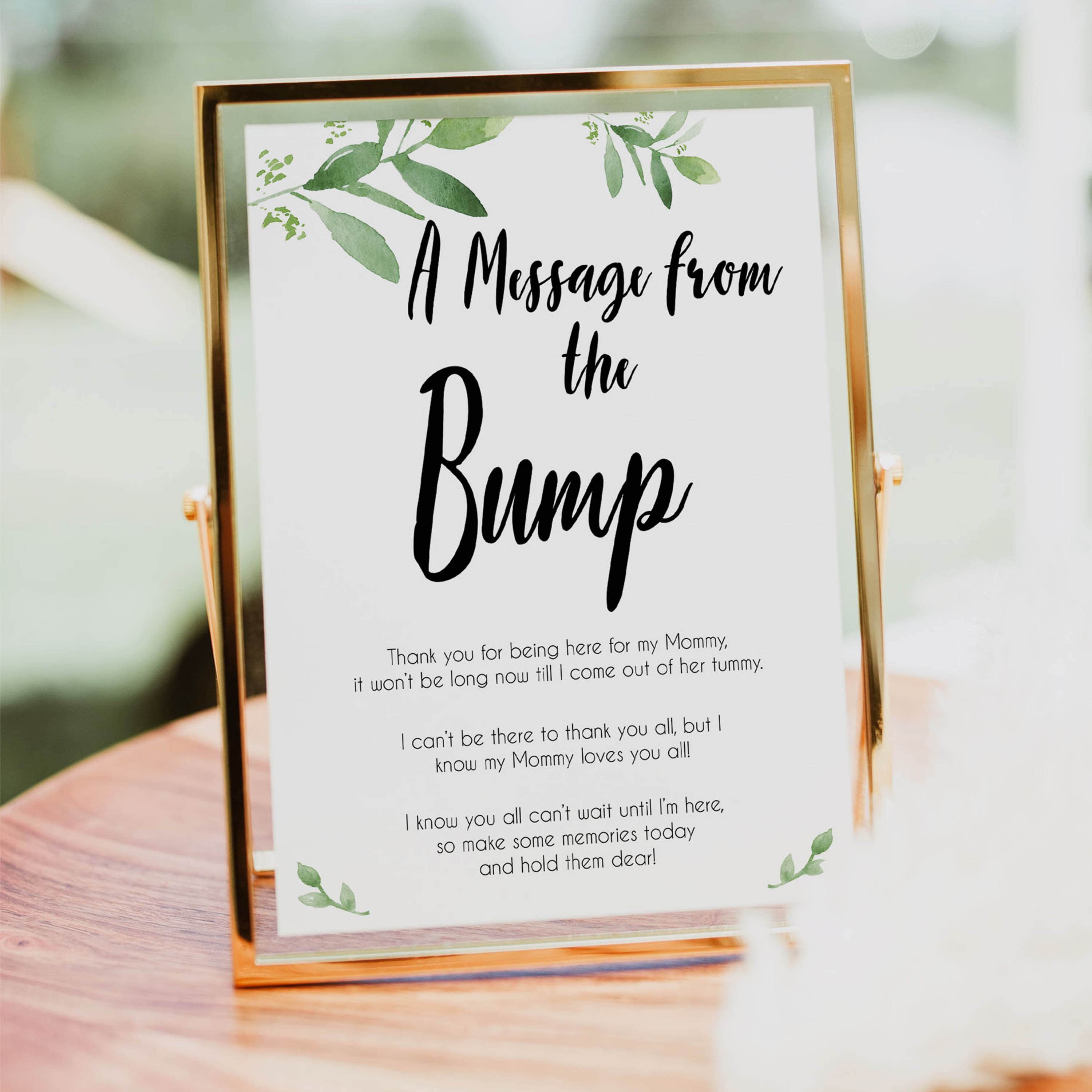 botanical message from bump baby shower sign, printable baby shower games, fun baby shower games