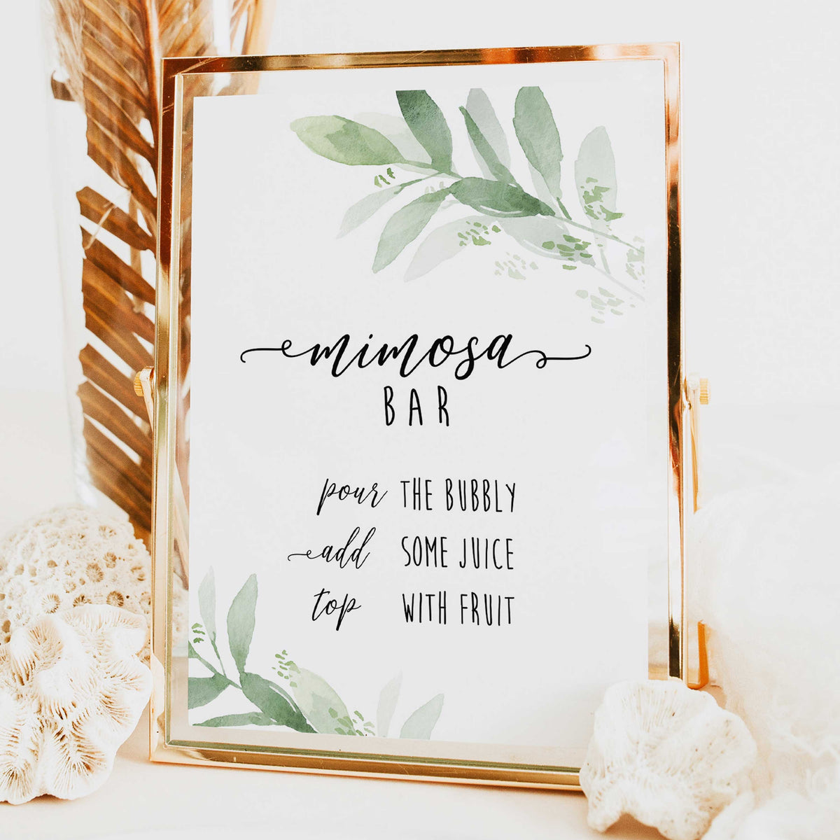 Blue Watercolor Mimosa Sign, Mimosa Bar Sign, Bridal Shower Bar