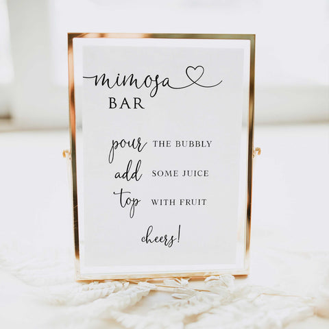 Minimalist bridal shower signs, mimosa baby sign, printable bridal signs, printable bridal decor, minimalist bridal decor, bridal decor, bridal table signs