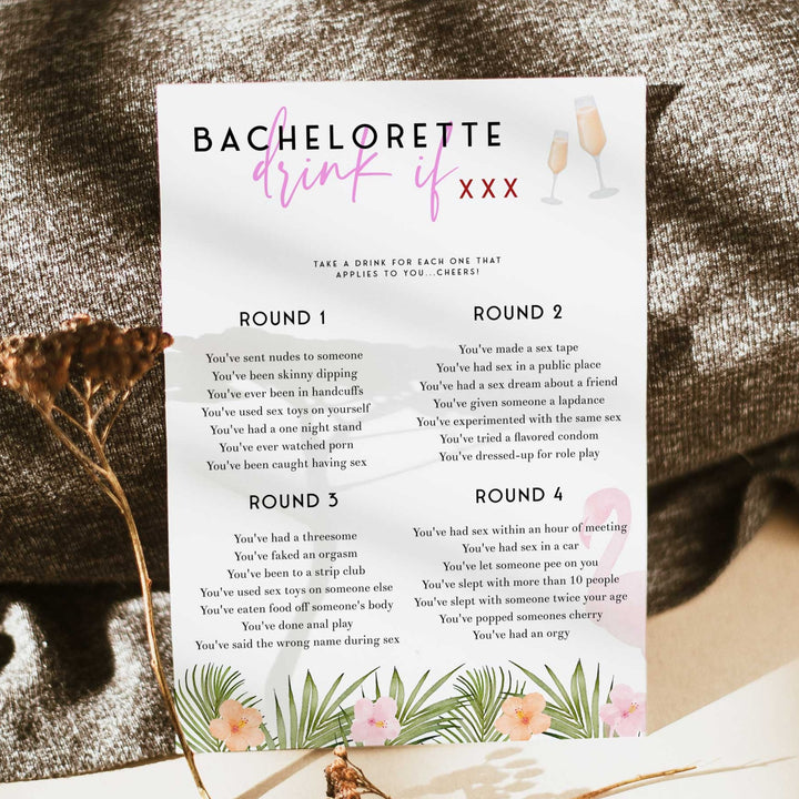 Fully editable and printable advice for the bride game with a miami design. Perfect for a miami, Bachelorette themed party