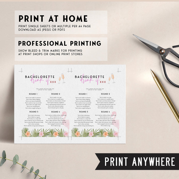 Fully editable and printable advice for the bride game with a miami design. Perfect for a miami, Bachelorette themed party