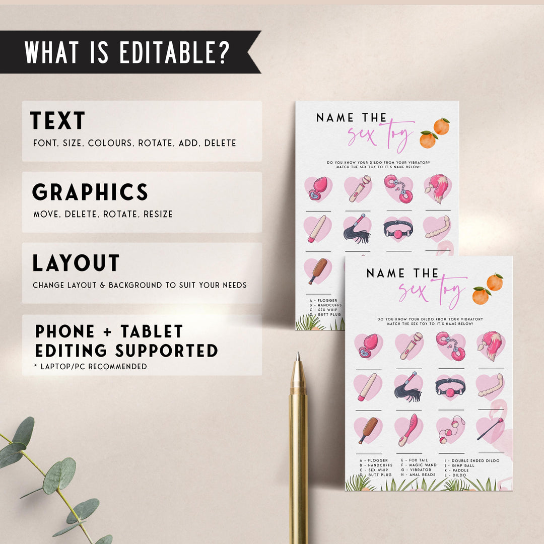 EDITABLE Name The Sex Toy Game - Miami Bachelorette Games OhHappyPrintables EDITABLE Name The Sex Toy Game - Miami Bachelorette Games OhHappyPrintables