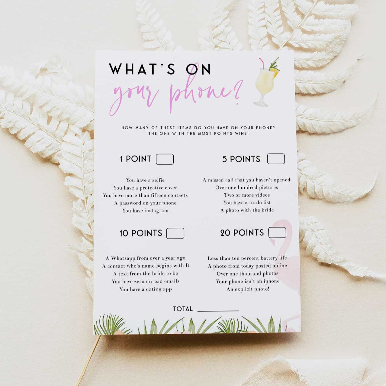 Fully editable and printable what's in your phone game with a miami design. Perfect for a miami, Bachelorette themed party