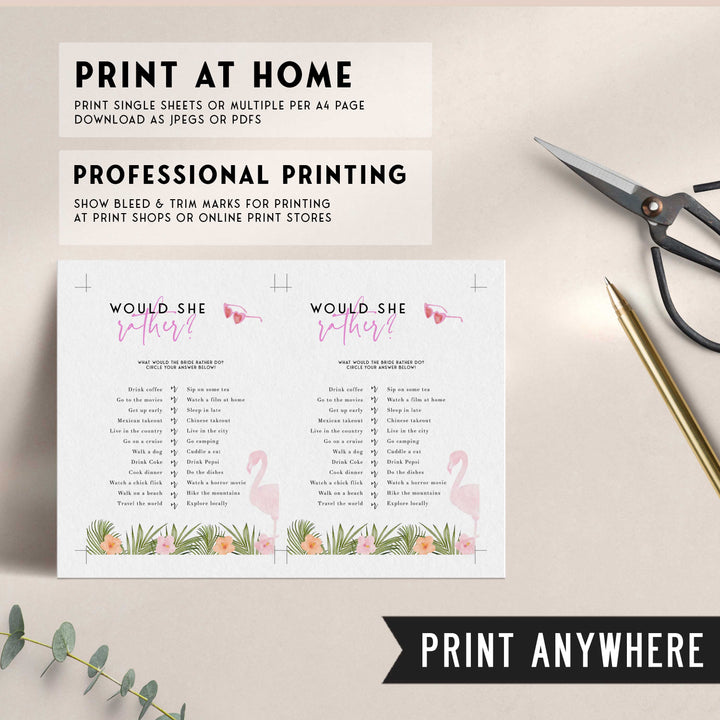 Fully editable and printable would she rather game with a miami design. Perfect for a miami, Bachelorette themed party