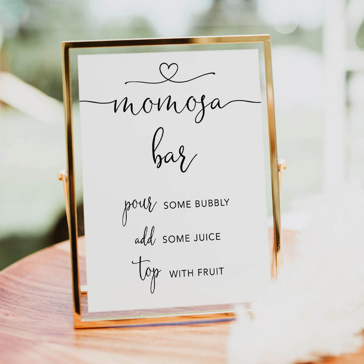 minimalist baby shower signs, momosa baby sign, drinks baby decor, printable baby signs, minimalist baby decor