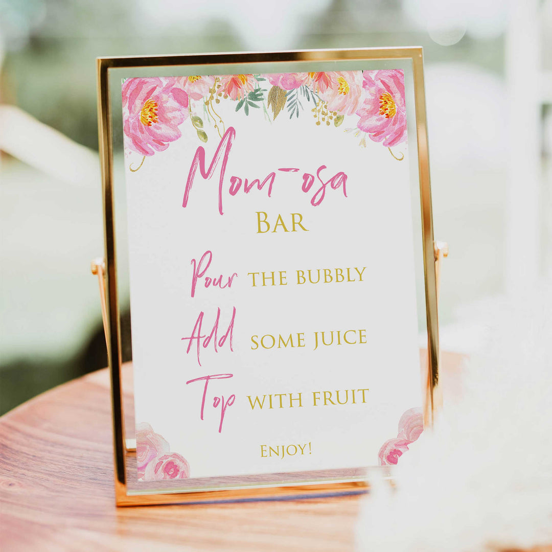 momosa baby table signs, momosa baby decor, Blush floral baby decor, printable baby table signs, printable baby decor, gold table signs, fun baby signs, floral fun baby table signs