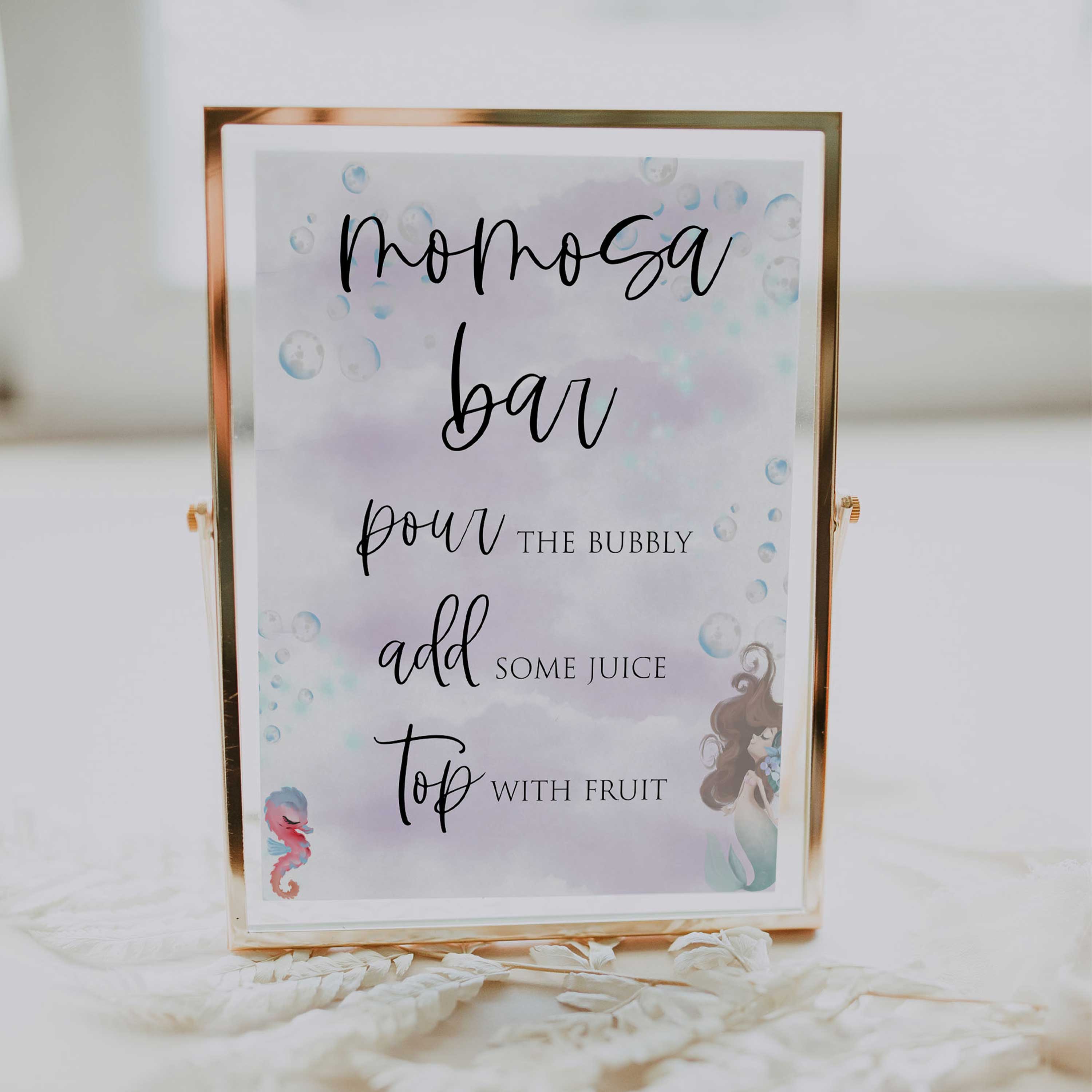 momosa baby shower signs, Little mermaid baby decor, printable baby table signs, printable baby decor, baby little mermaid table signs, fun baby signs, baby little mermaid fun baby table signs