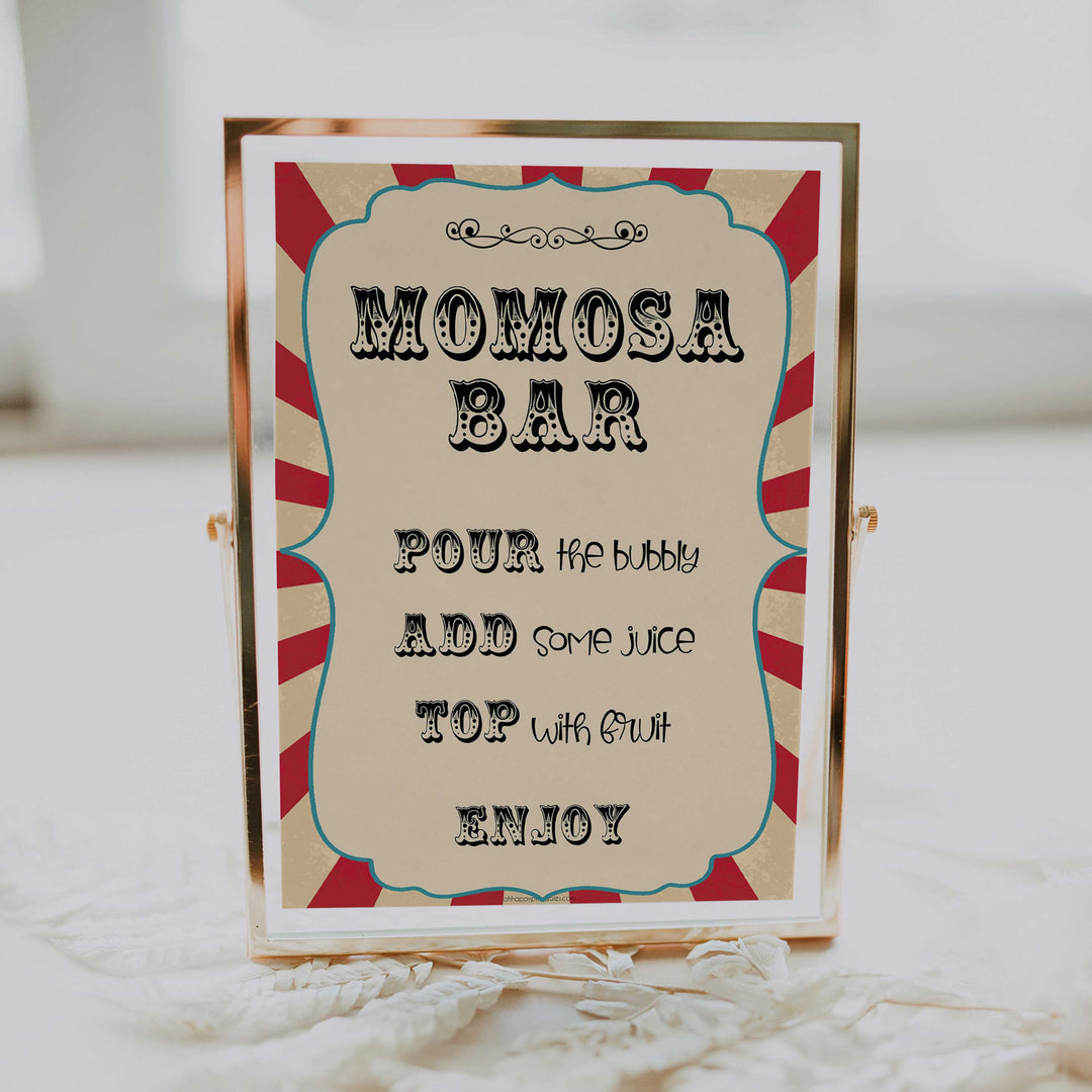momsoa baby table sign, momosa baby decor sign,  Circus baby decor, printable baby table signs, printable baby decor, carnival table signs, fun baby signs, circus fun baby table signs