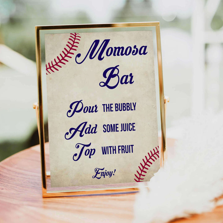 momosa baby sign, momosa baby table sign, Baseball baby signs, baseball baby decor, printable baby shower decor, fun baby decor, baby food signs, printable baby shower ideas