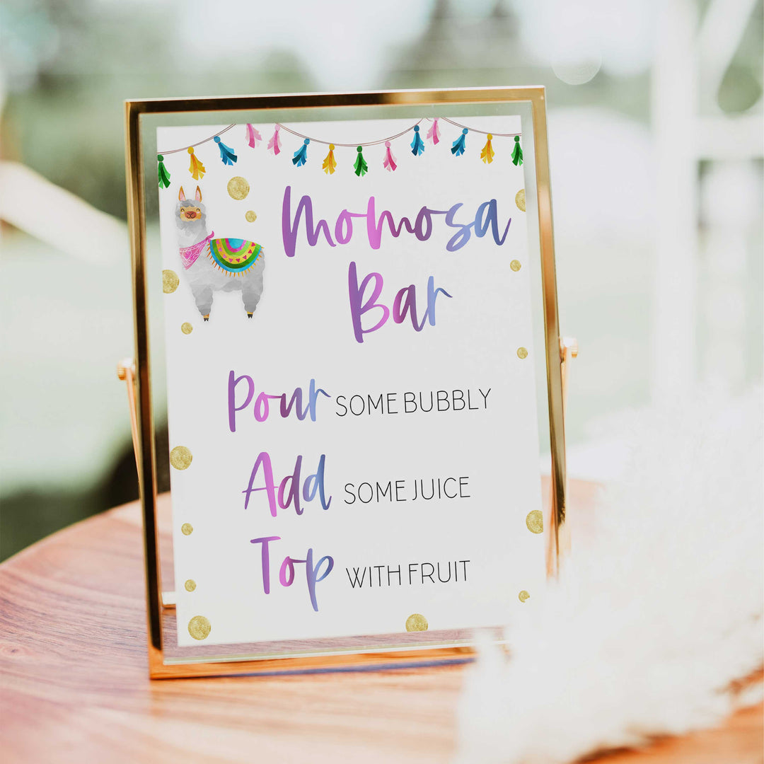 momosa baby table sign, Llama fiesta baby decor, printable baby table signs, printable baby decor, baby llama fiesta table signs, fun baby signs, baby llama fiesta fun baby table signs