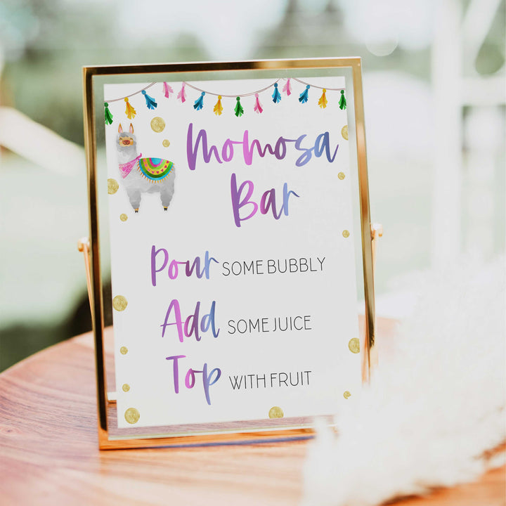 momosa baby table sign, Llama fiesta baby decor, printable baby table signs, printable baby decor, baby llama fiesta table signs, fun baby signs, baby llama fiesta fun baby table signs