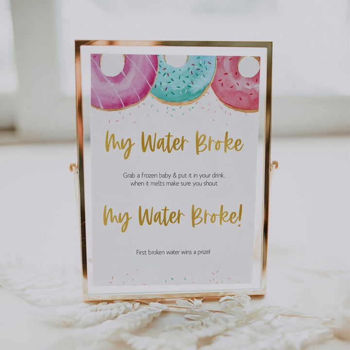 my water broke game, Printable baby shower games, donut baby games, baby shower games, fun baby shower ideas, top baby shower ideas, donut sprinkles baby shower, baby shower games, fun donut baby shower ideas