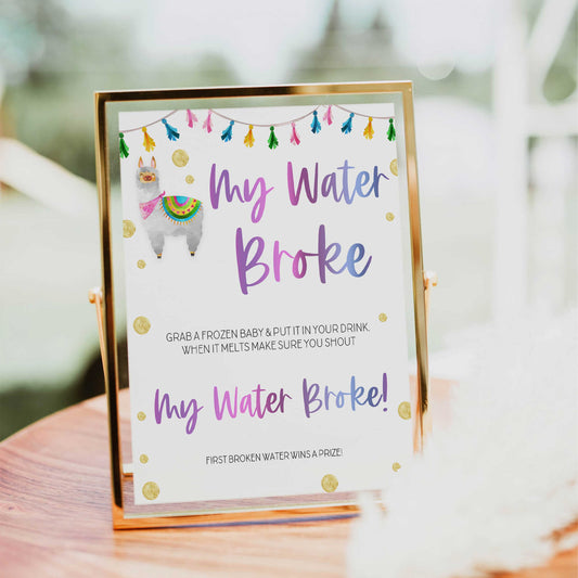 my waters broke game, Printable baby shower games, llama fiesta fun baby games, baby shower games, fun baby shower ideas, top baby shower ideas, Llama fiesta shower baby shower, fiesta baby shower ideas