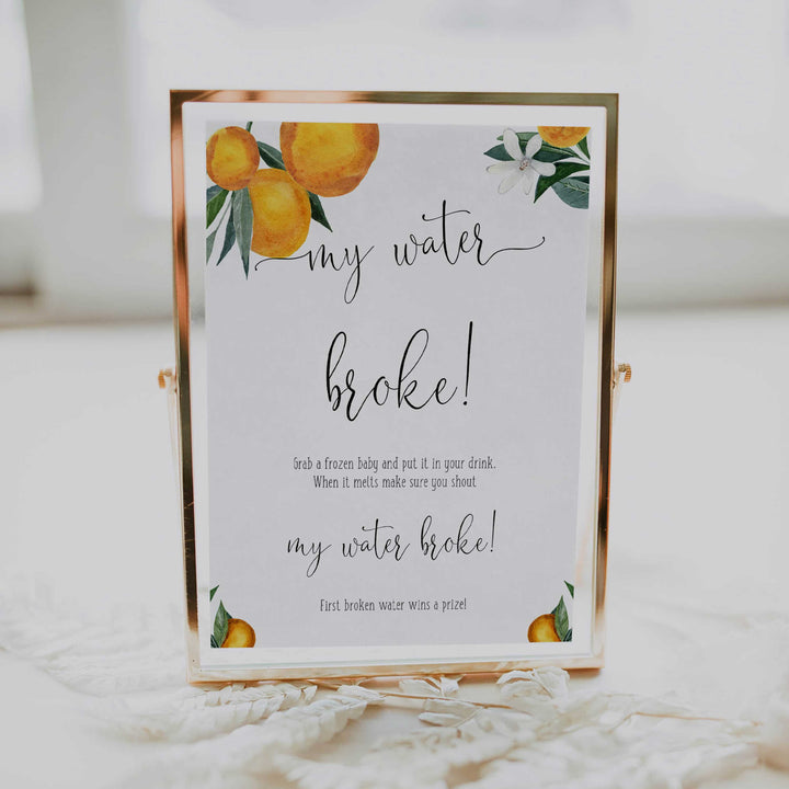 My Water Broke Baby Game - Citrus Orange