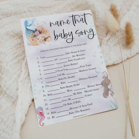 name that baby song game, Printable baby shower games, little mermaid baby games, baby shower games, fun baby shower ideas, top baby shower ideas, little mermaid baby shower, baby shower games, pink hearts baby shower ideas