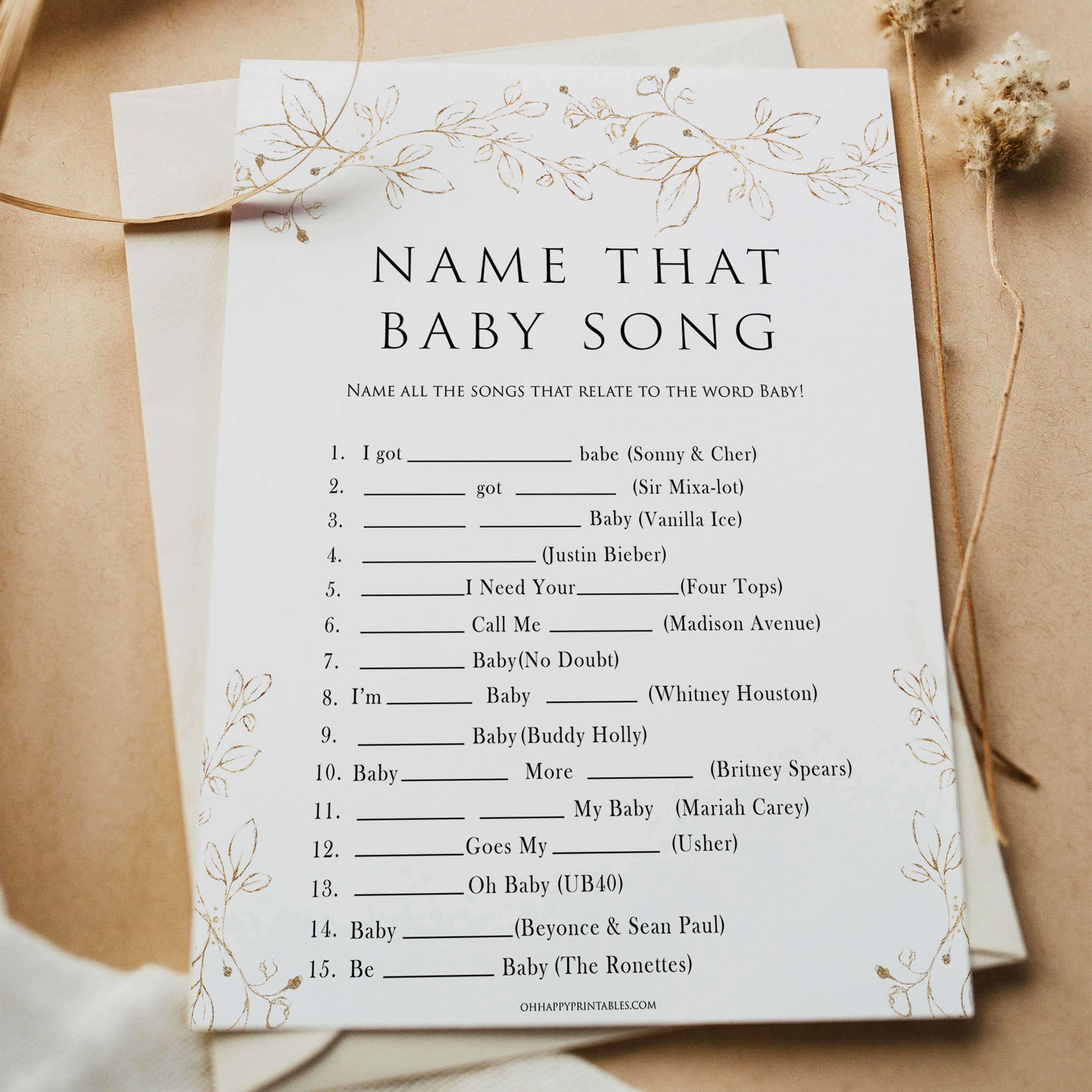 name that baby song game, Printable baby shower games, gold leaf baby games, baby shower games, fun baby shower ideas, top baby shower ideas, gold leaf baby shower, baby shower games, fun gold leaf baby shower ideas