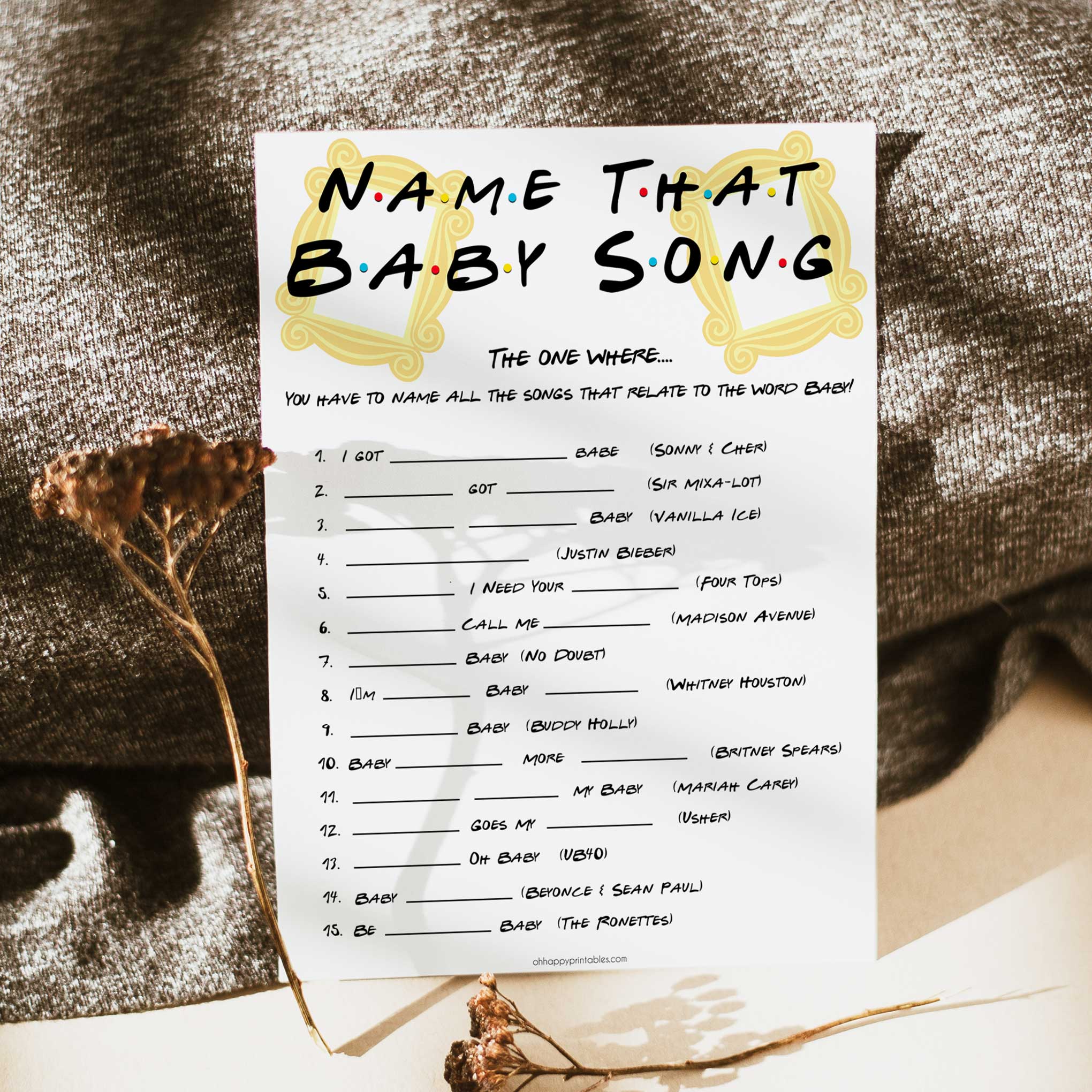name that baby song, Printable baby shower games, friends fun baby games, baby shower games, fun baby shower ideas, top baby shower ideas, friends baby shower, friends baby shower ideas