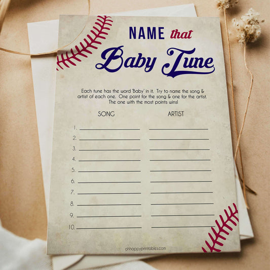 baseball name that baby tune baby shower game, baseball baby shower theme, printable baby shower games, popular baby shower games, fun baby shower games