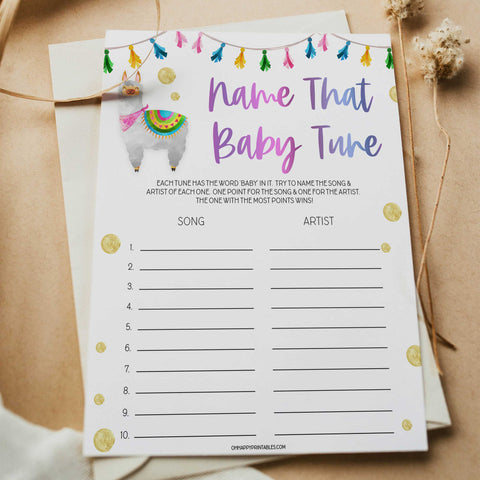 name that baby tune game, Printable baby shower games, llama fiesta fun baby games, baby shower games, fun baby shower ideas, top baby shower ideas, Llama fiesta shower baby shower, fiesta baby shower ideas