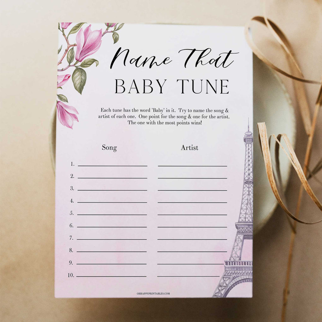 name that baby tune game, Paris baby shower games, printable baby shower games, Parisian baby shower games, fun baby shower games