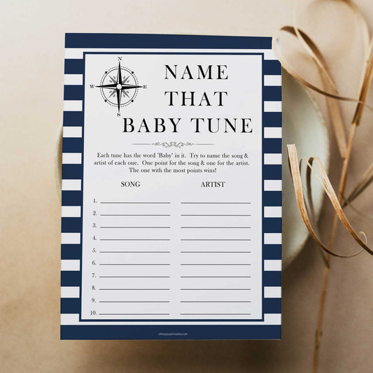 Nautical baby shower games, name that baby tune baby shower games, printable baby shower games, baby shower games, fun baby games, ahoy its a boy, popular baby shower games, sailor baby games, boat baby games