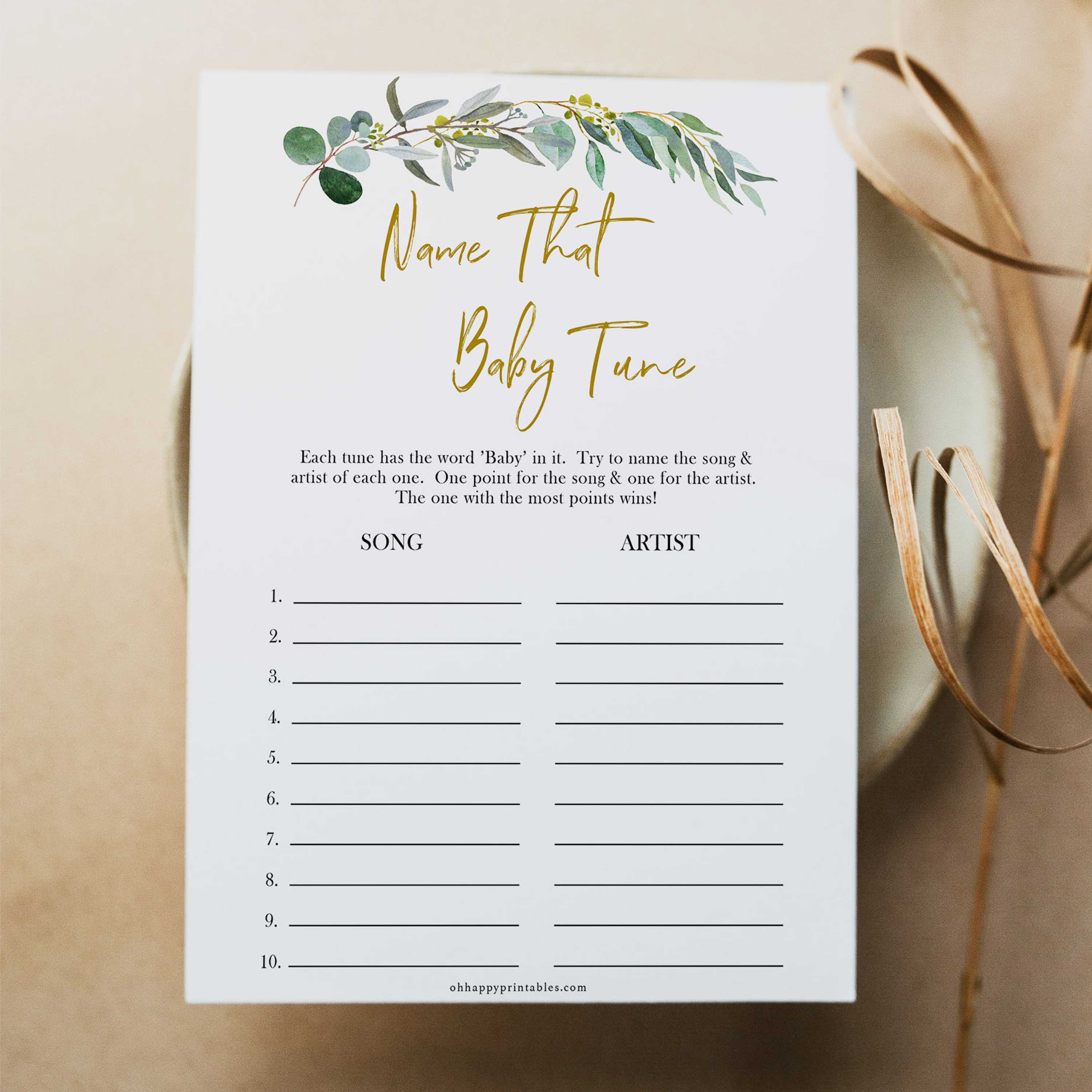 Eucalyptus baby shower games, name that baby tune baby game, fun baby shower games, printable baby games, baby shower ideas, baby games, baby shower baby shower bundle, baby shower games packs, botanical baby shower