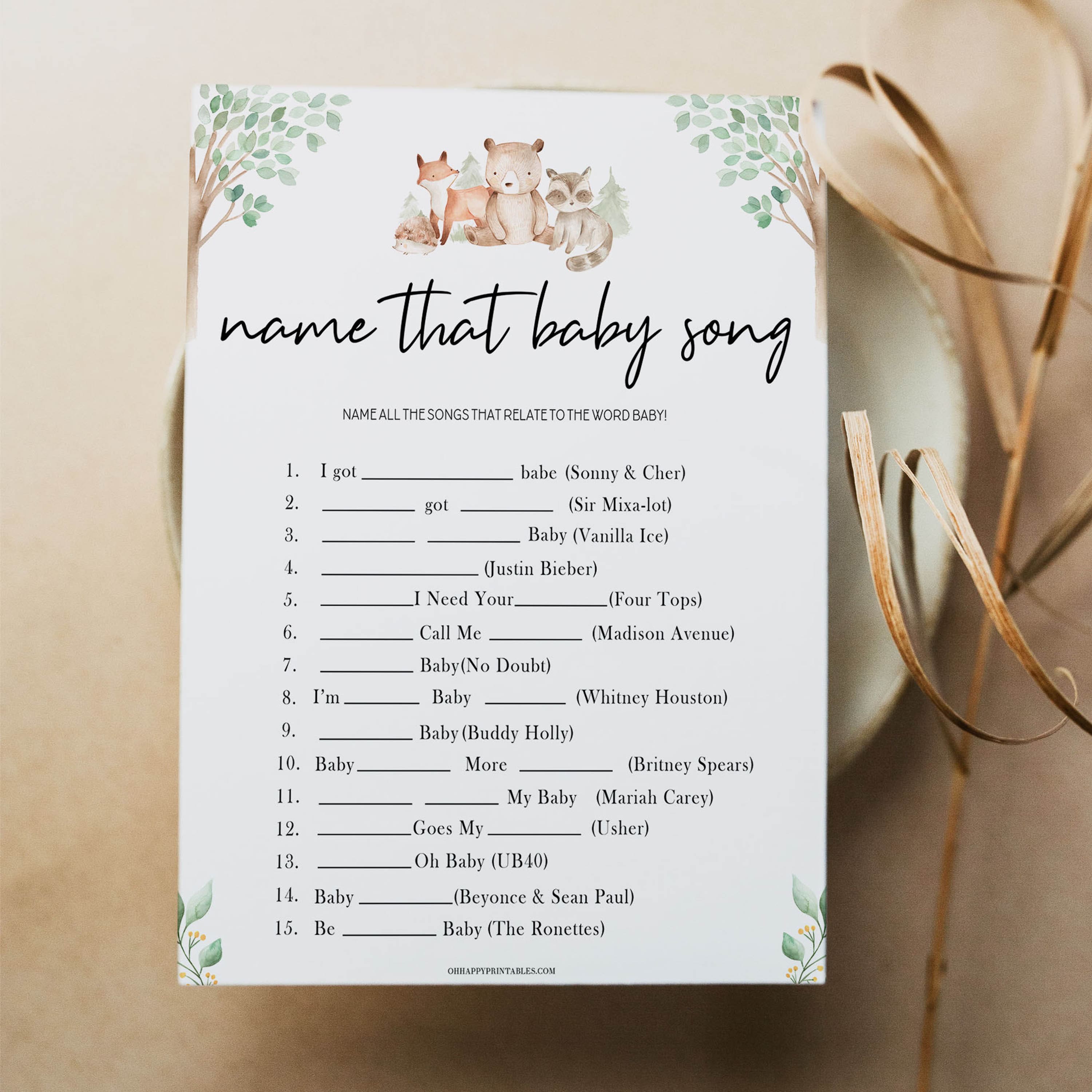 name that baby song game, Printable baby shower games, woodland animals baby games, baby shower games, fun baby shower ideas, top baby shower ideas, woodland baby shower, baby shower games, fun woodland animals baby shower ideas