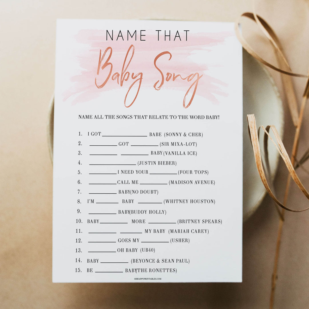 Pink Swash Name That Song Baby Shower Game, Baby Song Games, Printable Baby Shower Games, Name That Baby Song, Pink Name that Song Game, popular baby shower games, fun baby shower games