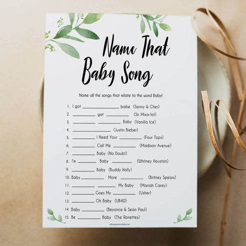 Botanical Name That Song Baby Shower Game, Baby Song Games, Baby Shower Games, Name That Baby Song, Musical Games, Name that Song Game