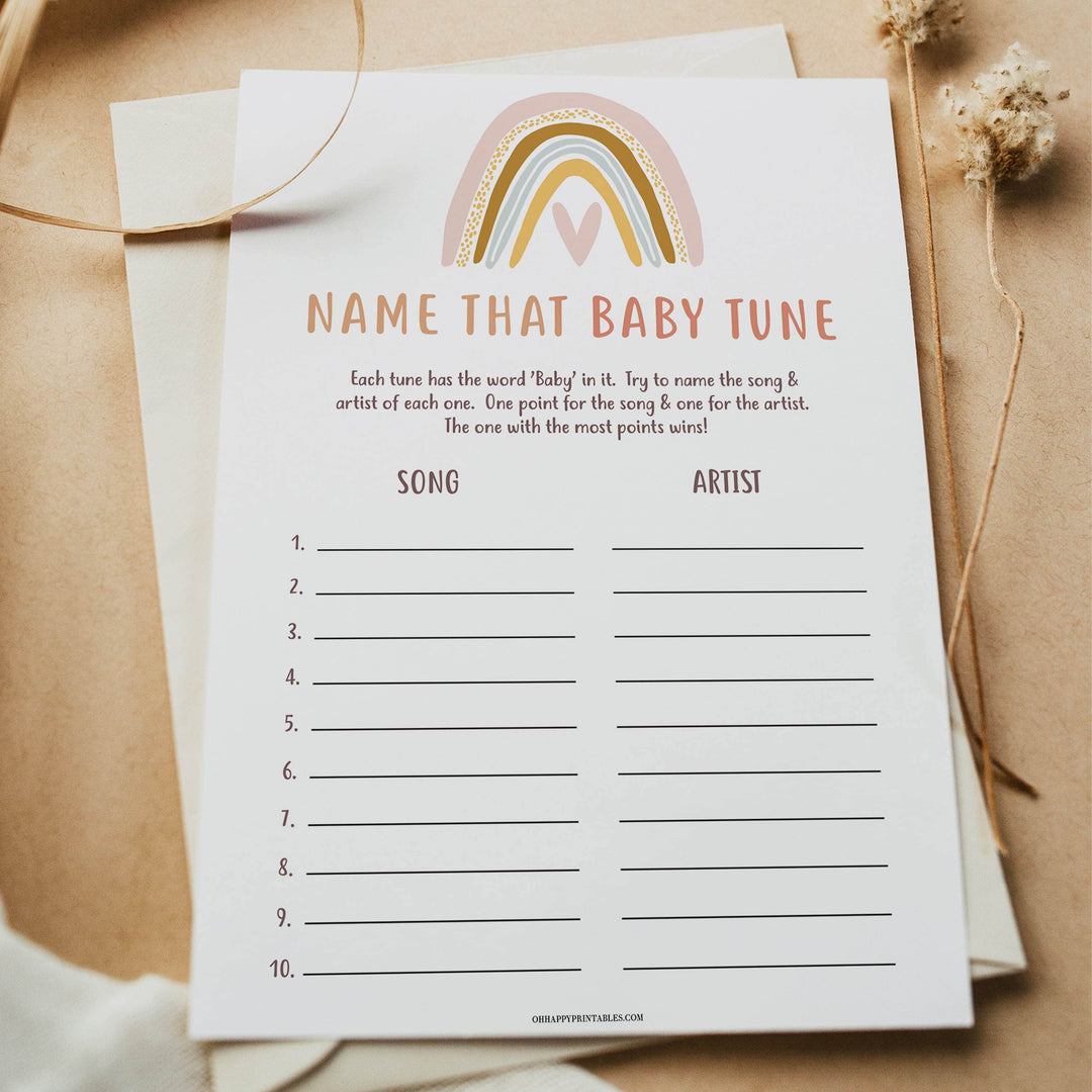 name that baby tune game, Printable baby shower games, boho rainbow baby games, baby shower games, fun baby shower ideas, top baby shower ideas, boho rainbow baby shower, baby shower games, fun boho rainbow baby shower ideas