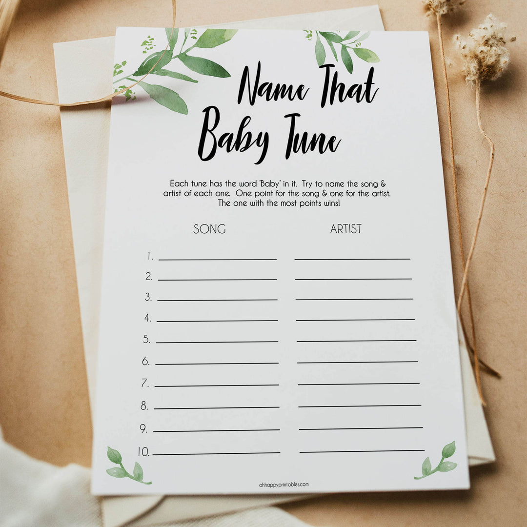 botanical name that baby tune game, printable baby games, baby shower games, fun baby games, popular baby games
