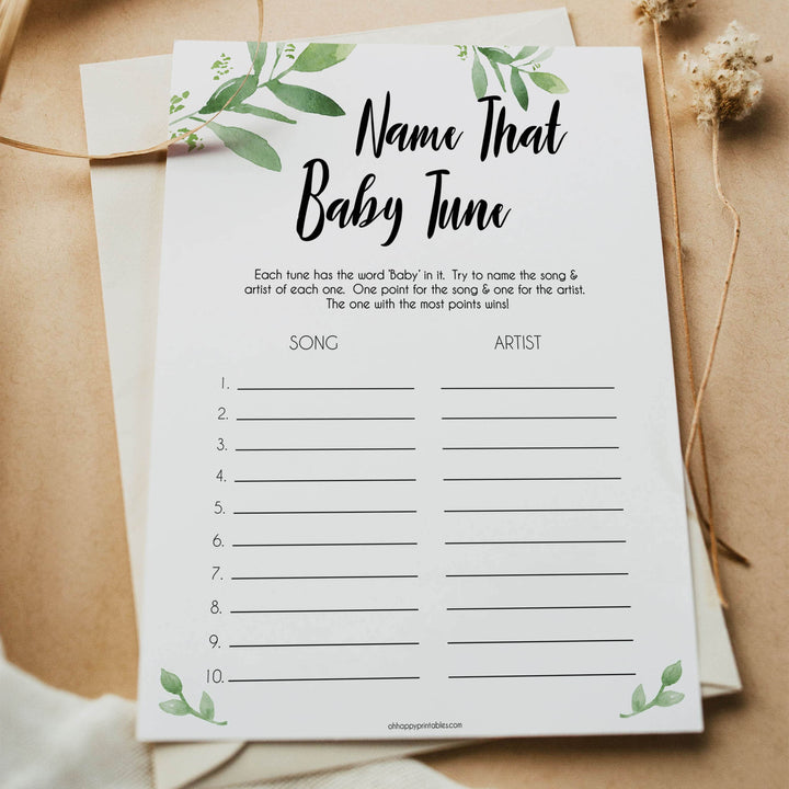 botanical name that baby tune game, printable baby games, baby shower games, fun baby games, popular baby games