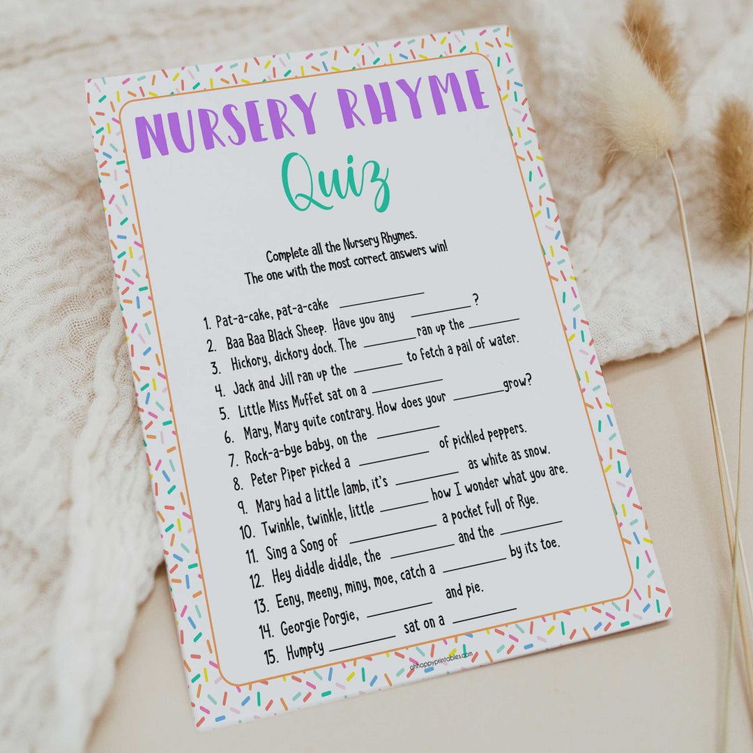 nursery rhyme quiz game, baby nursery rhyme, Printable baby shower games, baby sprinkle fun baby games, baby shower games, fun baby shower ideas, top baby shower ideas, sprinkle shower baby shower, friends baby shower ideas