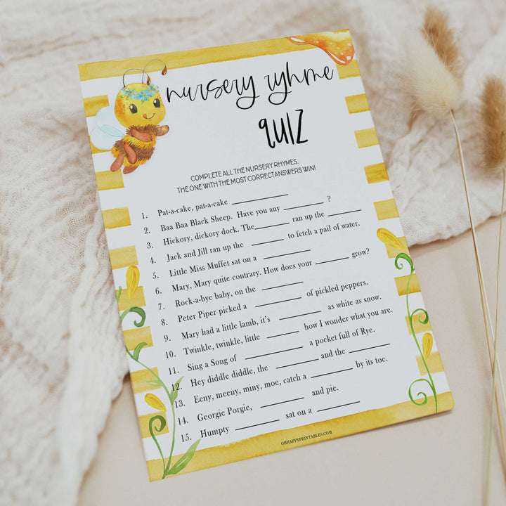 nursery rhyme quiz game, Printable baby shower games, mommy bee fun baby games, baby shower games, fun baby shower ideas, top baby shower ideas, mommy to bee baby shower, friends baby shower ideas