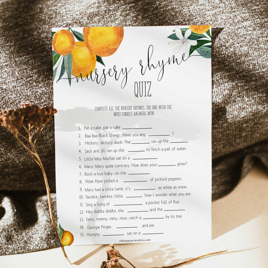 nursery rhyme quiz game, Printable baby shower games, little cutie baby games, baby shower games, fun baby shower ideas, top baby shower ideas, little cutie baby shower, baby shower games, fun little cutie baby shower ideas, citrus baby shower games, citrus baby shower, orange baby shower