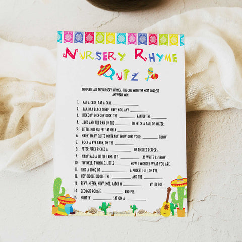 nursery rhyme baby game, Printable baby shower games, Mexican fiesta fun baby games, baby shower games, fun baby shower ideas, top baby shower ideas, fiesta shower baby shower, fiesta baby shower ideas