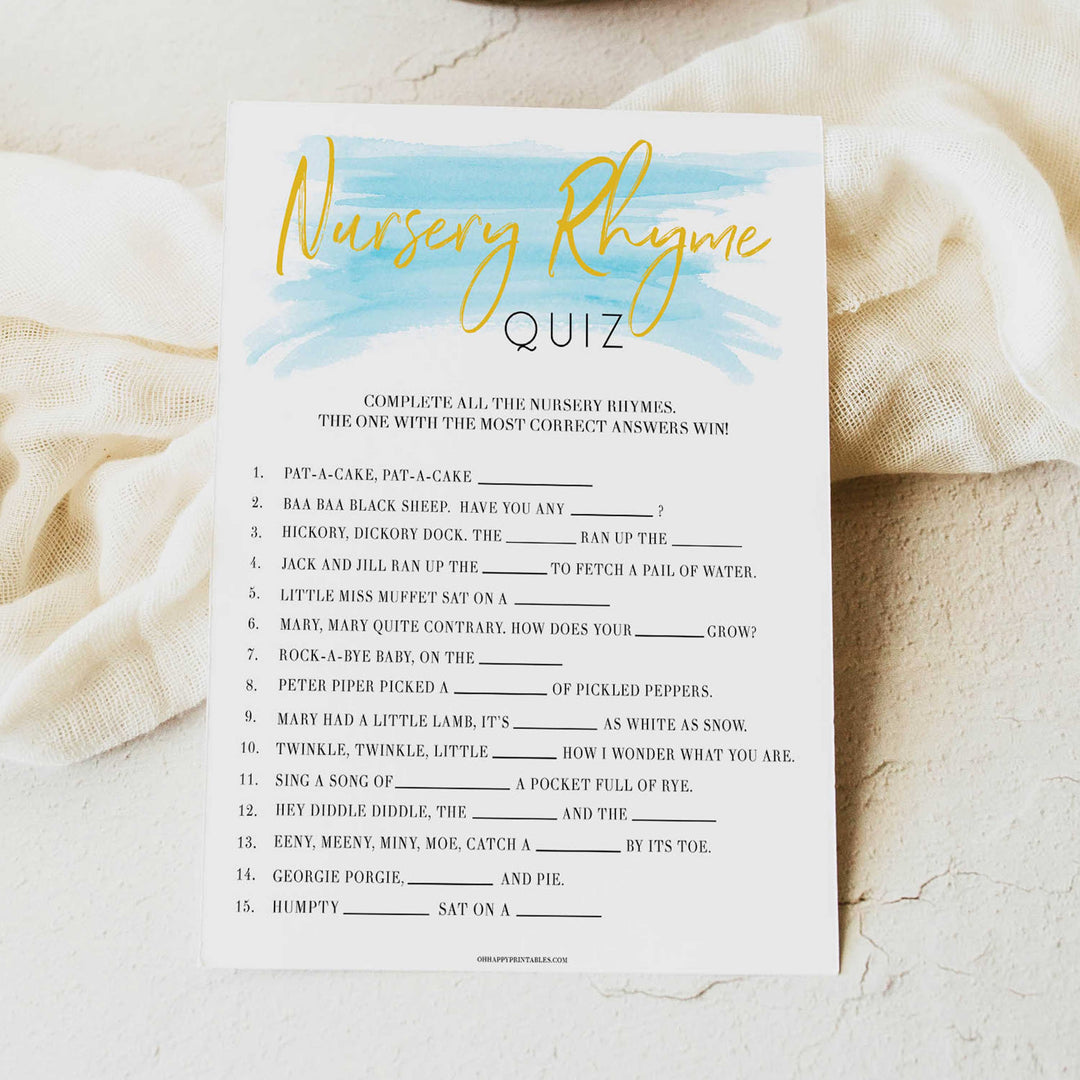 Blue swash, nursery rhyme quiz baby games, baby shower games, printable baby games, fun baby games, boy baby shower games, baby games, fun baby shower ideas, baby shower ideas, boy baby games, blue baby shower