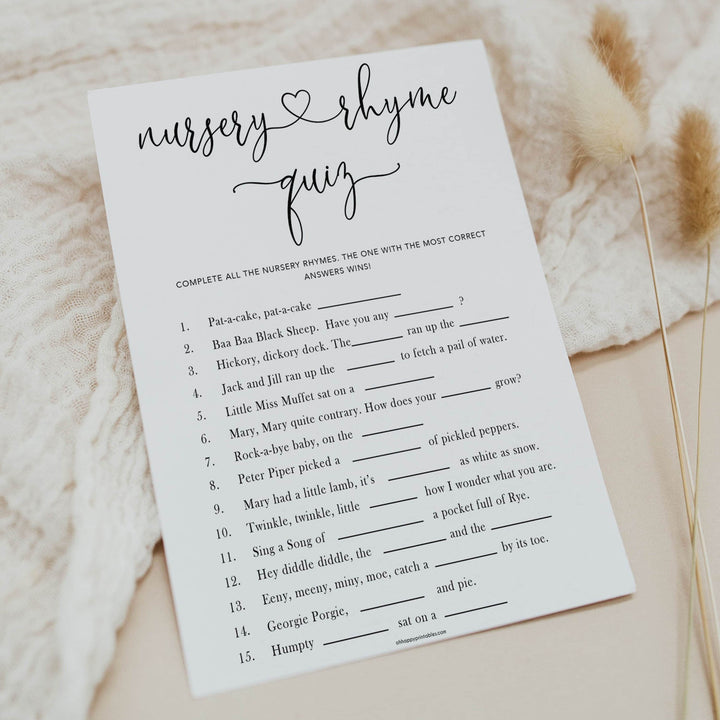 Minimalist baby shower games, nursery rhyme quiz baby games, 10 baby game bundles, fun baby games, printable baby games, top baby games, popular baby games, labor or porn games, neutral baby games, gender reveal games