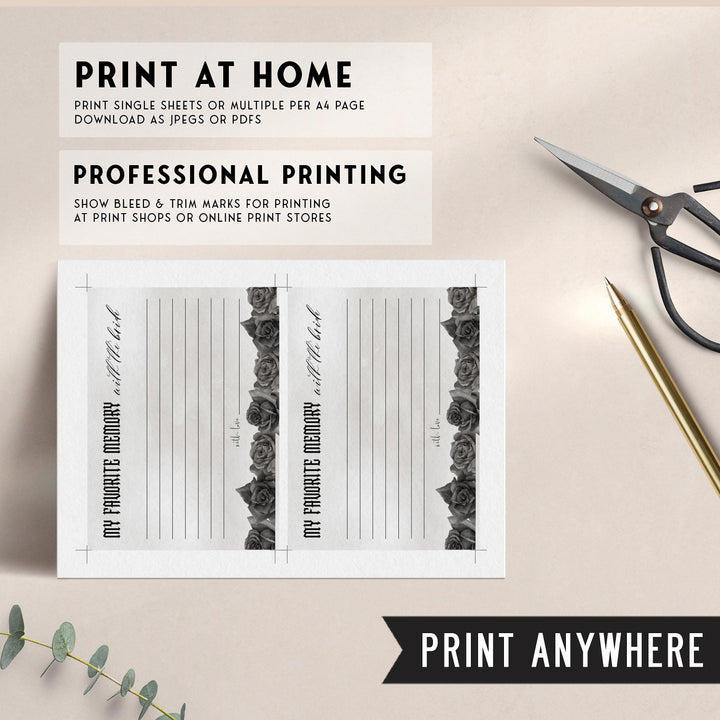 Fully editable and printable bridal shower favorite memory with the bride with a gothic design. Perfect for a Bride or Die or Death Us To Party bridal shower themed party