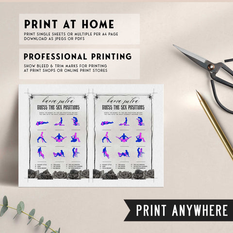 Fully editable and printable bridal shower sex positions game with a gothic design. Perfect for a Bride or Die or Death Us To Party bridal shower themed party