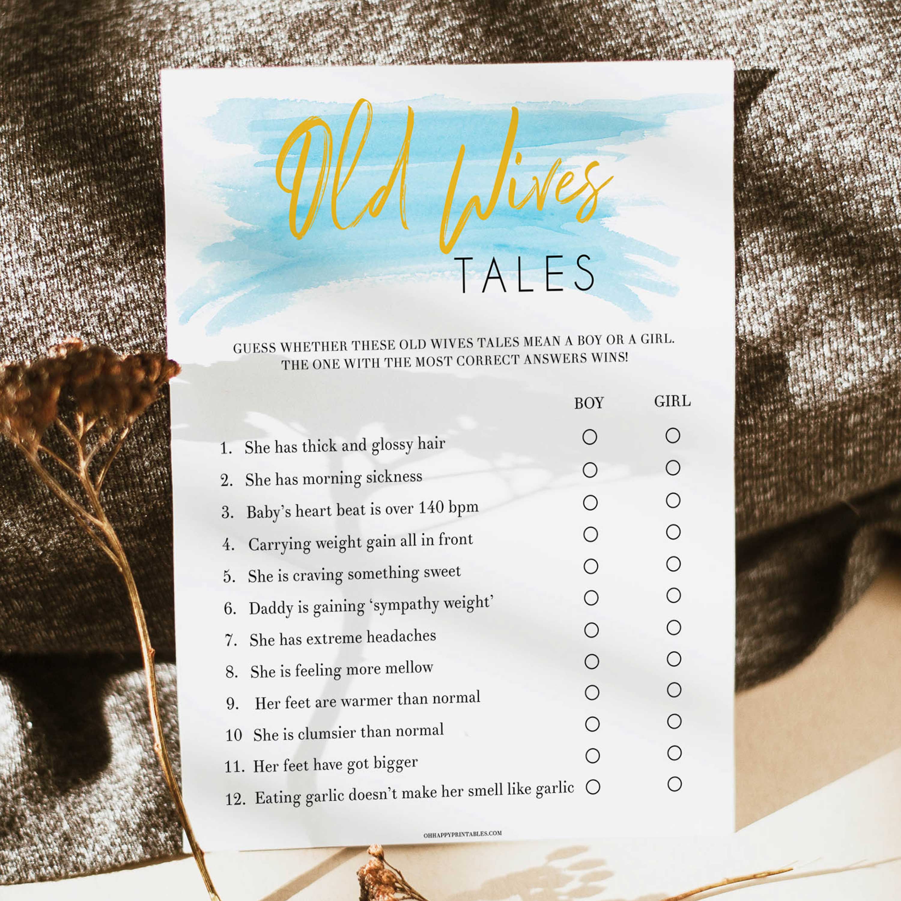 Old wives tales baby shower games, printable baby games, blue swash baby games, fun baby shower ideas, old wives tale baby game