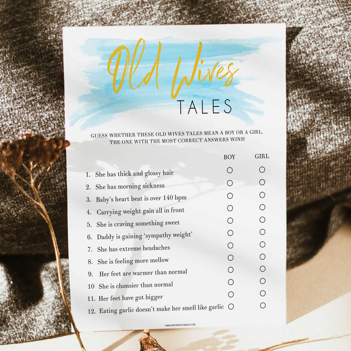 Old wives tales baby shower games, printable baby games, blue swash baby games, fun baby shower ideas, old wives tale baby game