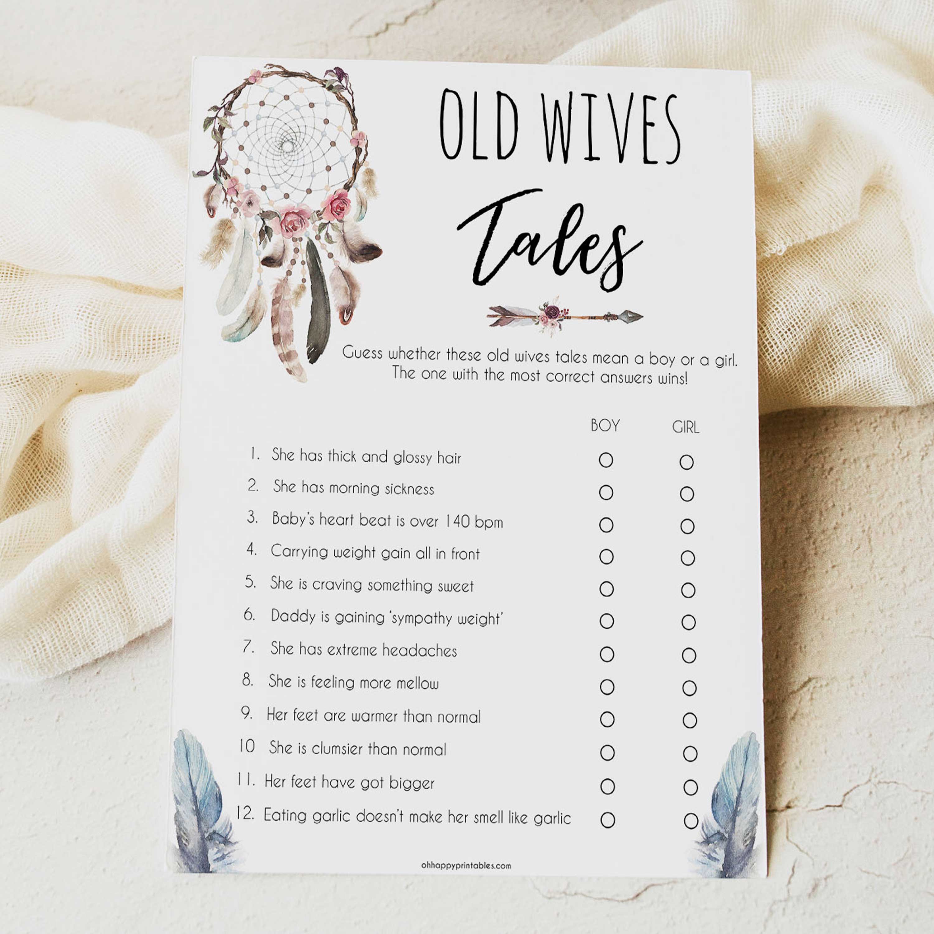 Boho baby games, old wives tales baby game, fun baby games, printable baby games, top 10 baby games, boho baby shower, baby games, hilarious baby games