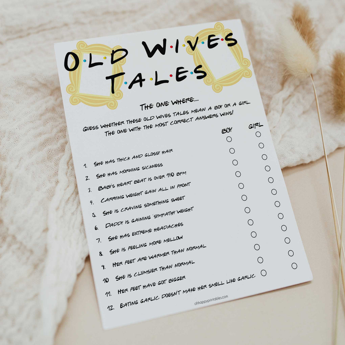 old wives tale baby game, baby wives tales, Printable baby shower games, friends fun baby games, baby shower games, fun baby shower ideas, top baby shower ideas, friends baby shower, friends baby shower ideas
