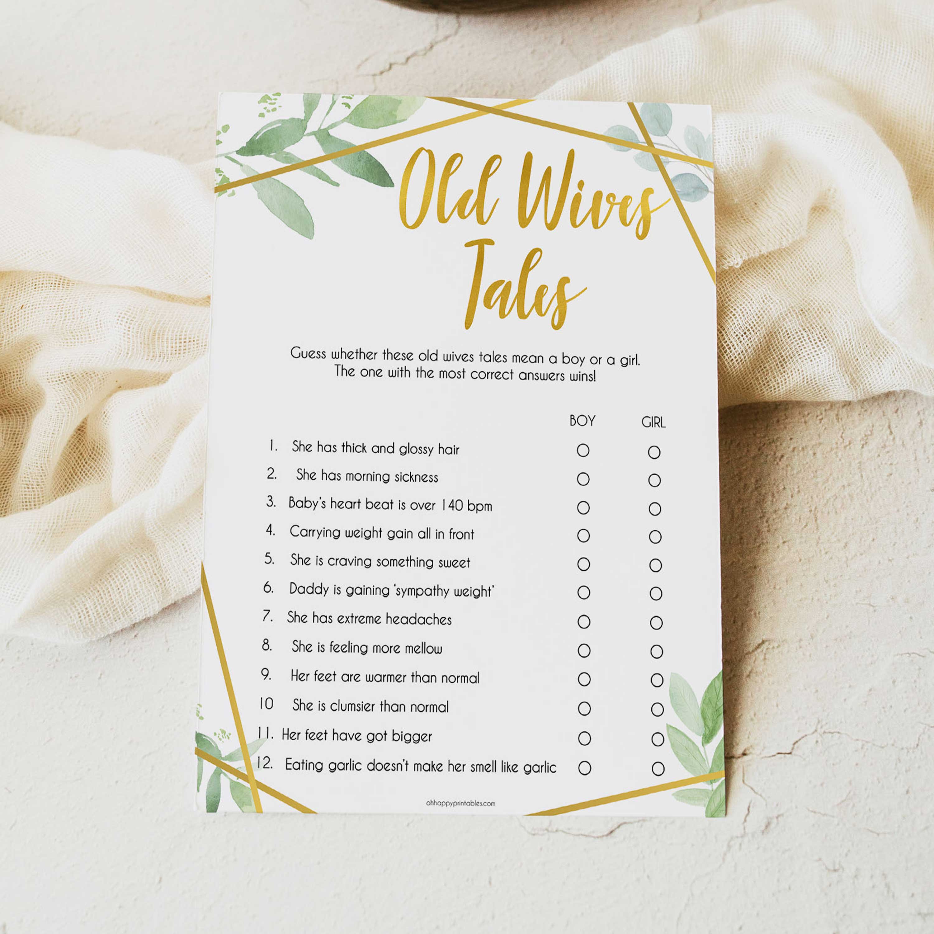 old wives tales, baby old wives tales, Printable baby shower games, geometric fun baby games, baby shower games, fun baby shower ideas, top baby shower ideas, gold baby shower, blue baby shower ideas