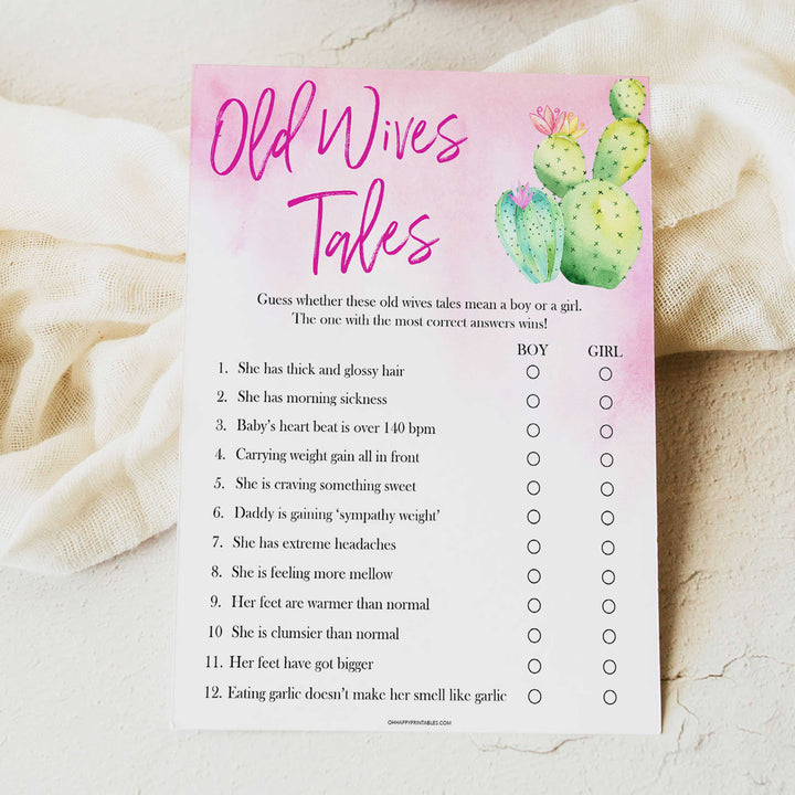 Cactus baby shower games, cactus old wives tales baby game, printable baby games, Mexican baby shower, Mexican baby games, fiesta baby games, popular baby games, printable baby games