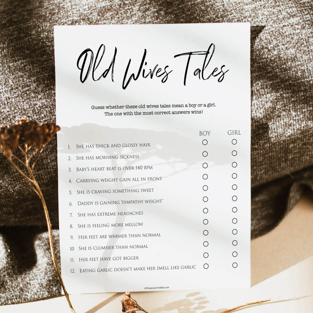 old wives tales baby games, printable baby shower games, gender neutral baby shower games, fun baby shower ideas