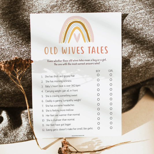old wives tales baby game, Printable baby shower games, boho rainbow baby games, baby shower games, fun baby shower ideas, top baby shower ideas, boho rainbow baby shower, baby shower games, fun boho rainbow baby shower ideas