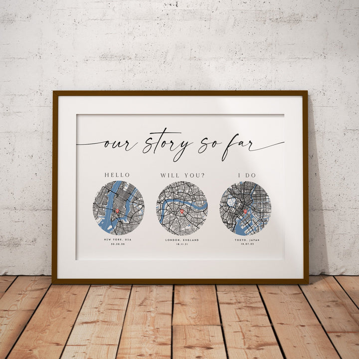 Hello, Will You, I Do Custom Map Printable, Met Engaged Married Map, Gifts For Him, Christmas Gifts, Our Story So Far, Personalised Map